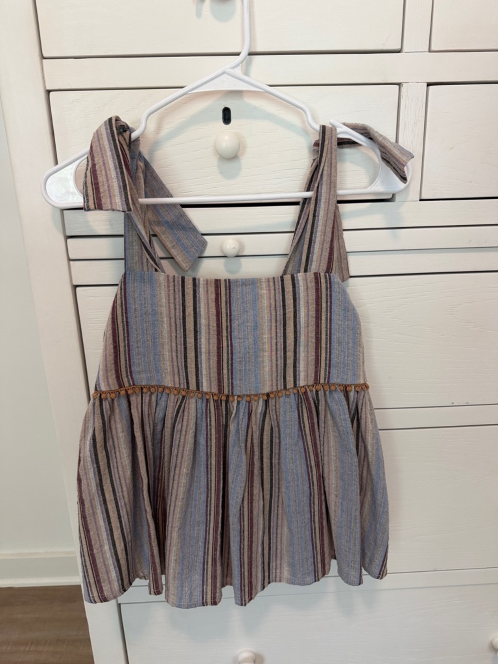 THML Striped Tie-Shoulder Peplum Tank - Multicolor